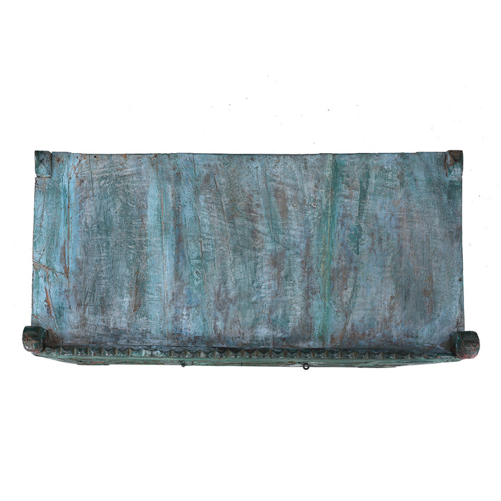 Top Down View Of Antique Indian Green Painted Majus | Indigo Antiques