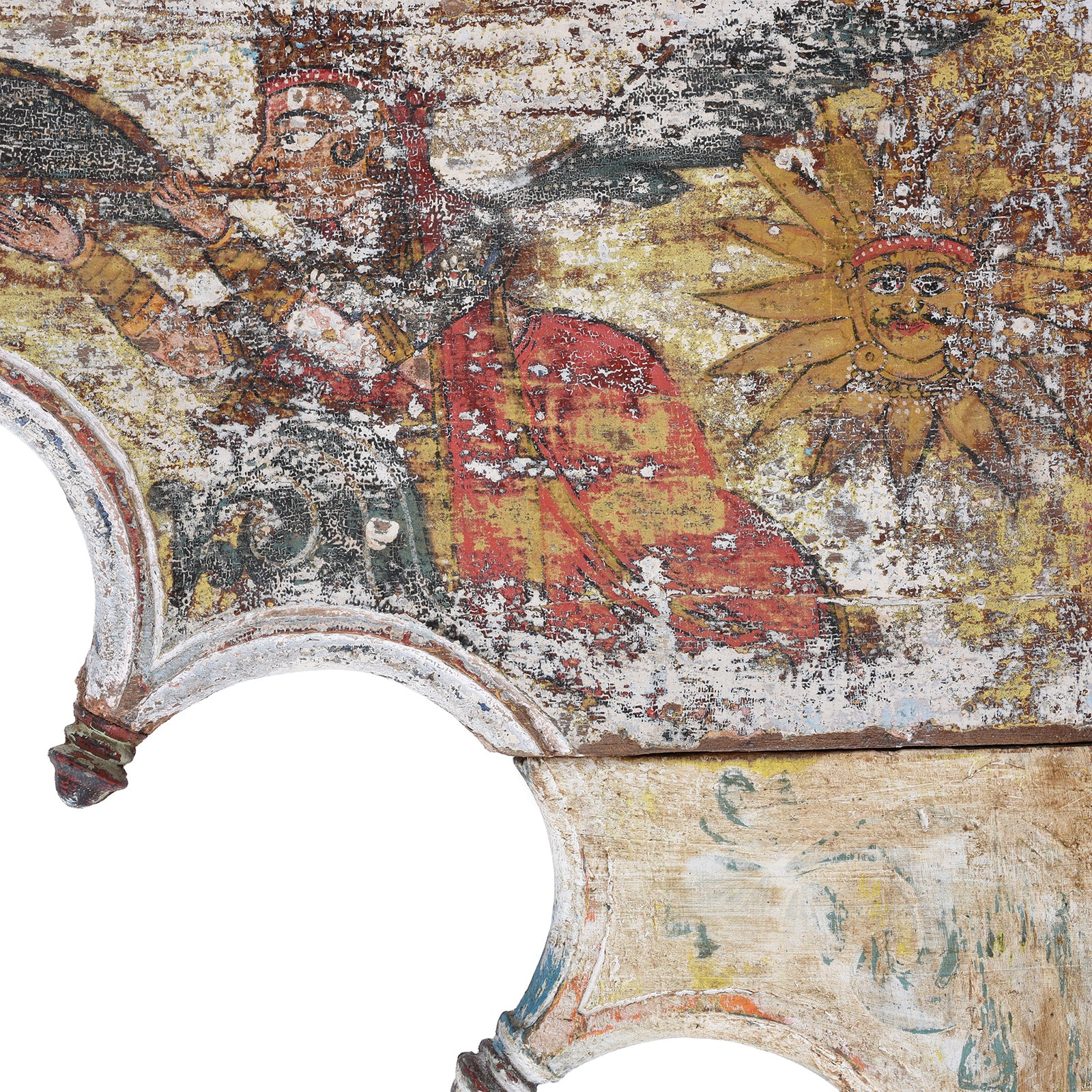 Artwork Detail From Antique Indian Painted Triple Arch | Indigo Antiques