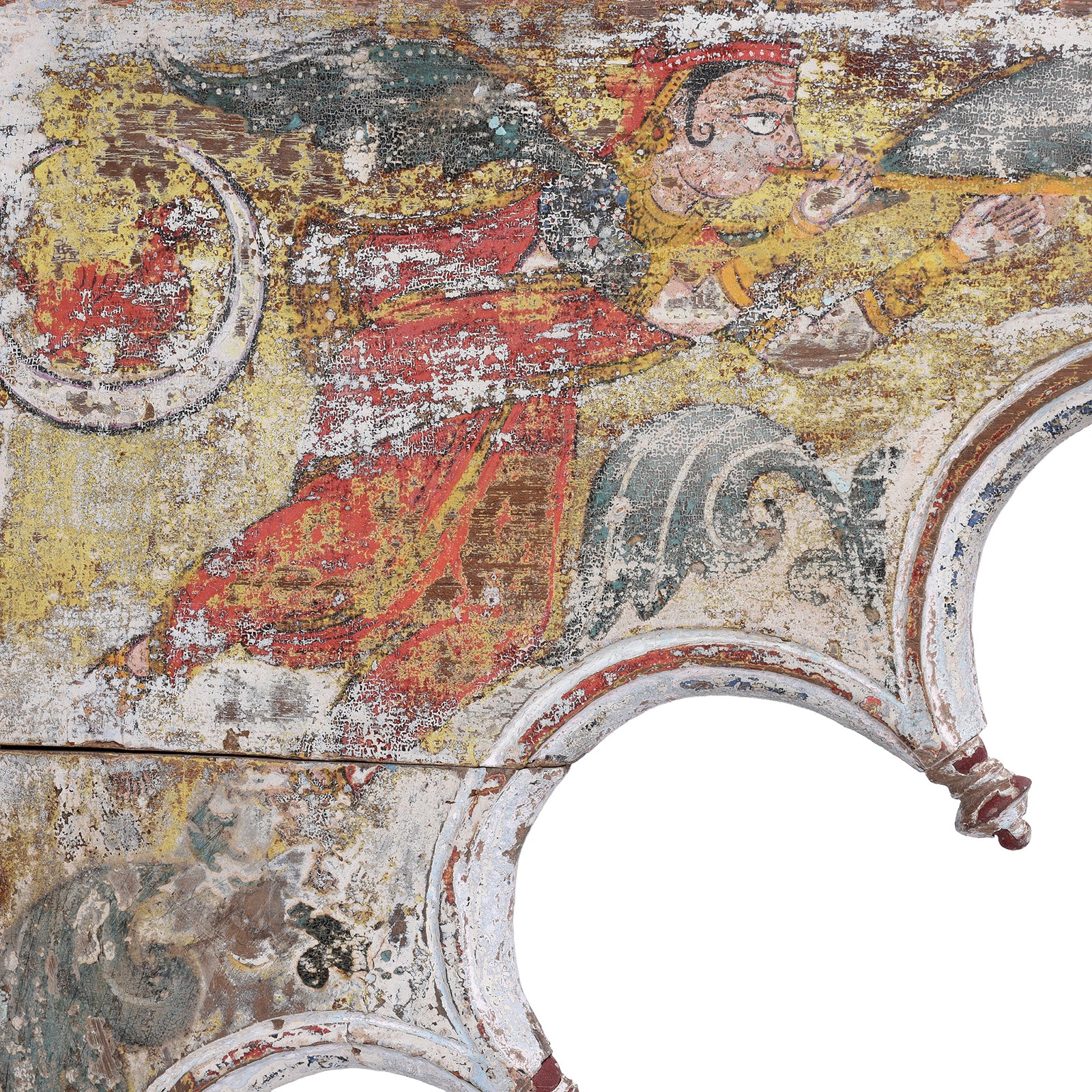 Artwork Detail From Antique Indian Painted Triple Arch | Indigo Antiques