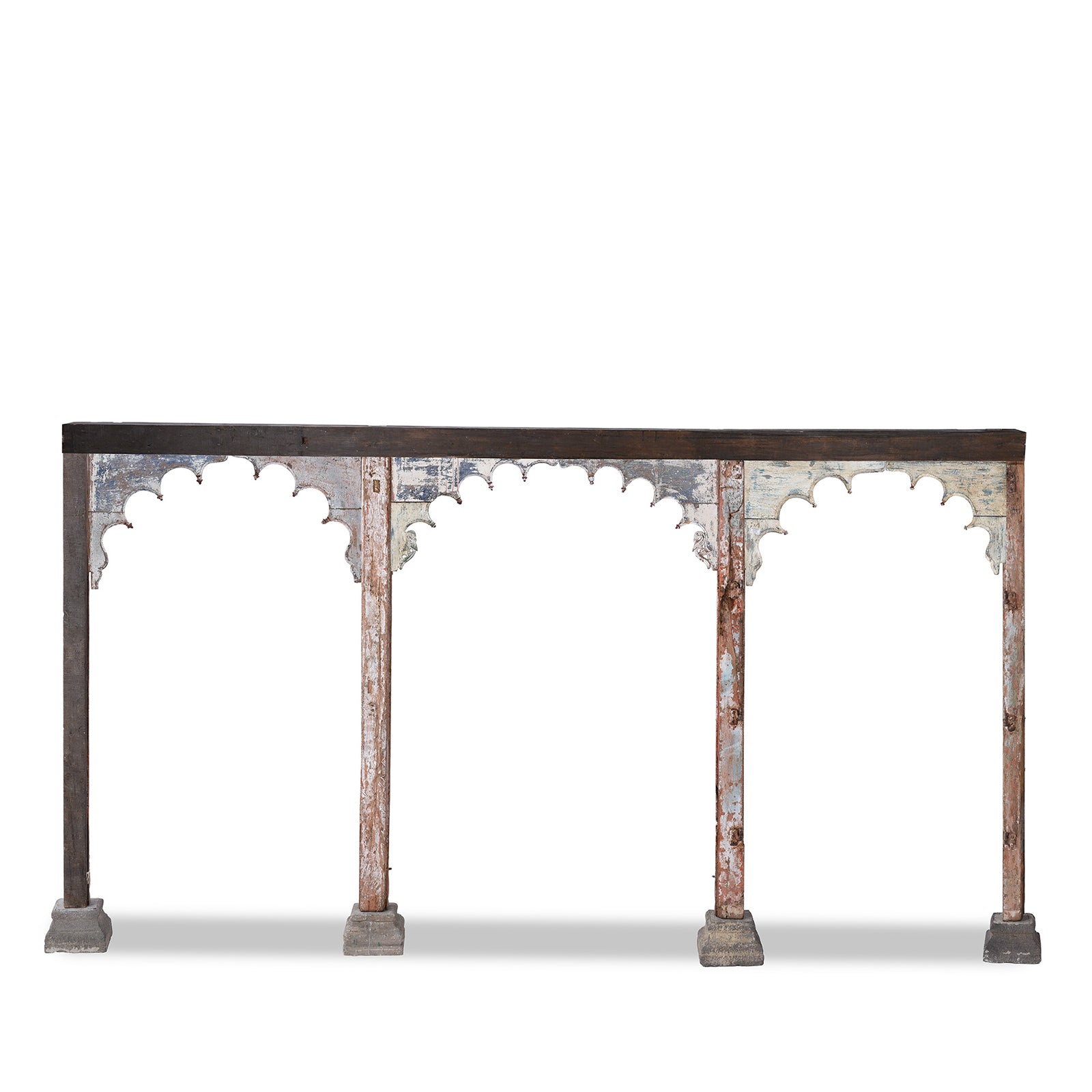 Back Of Antique Indian Painted Triple Arch | Indigo Antiques