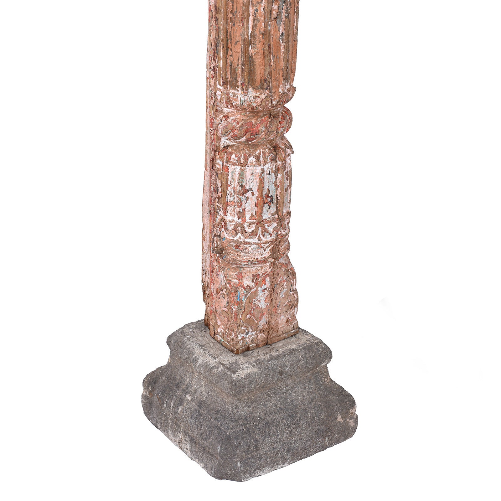 Pillar Base Detail From Antique Indian Painted Triple Arch | Indigo Antiques