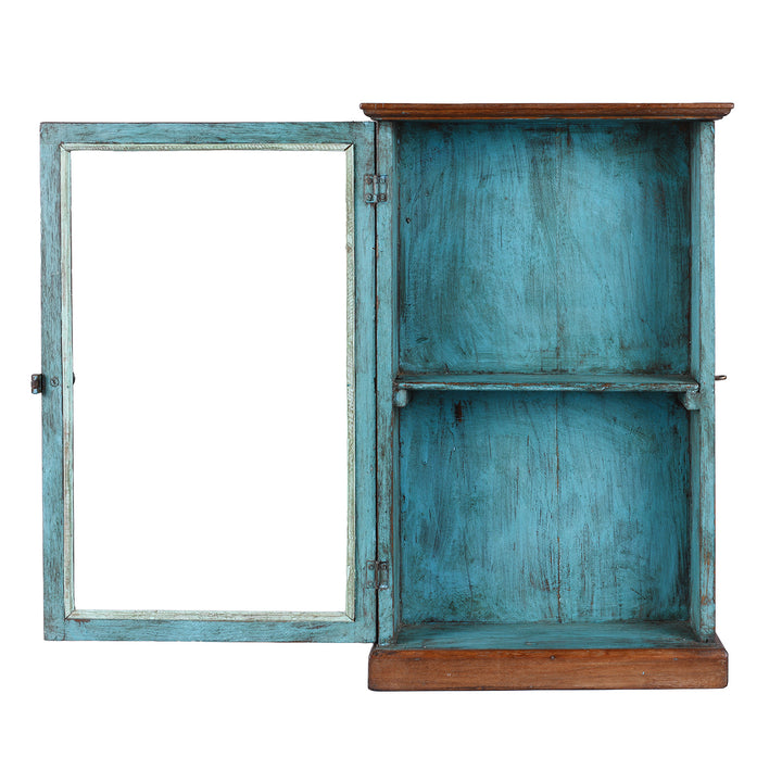 Interior Of Antique Glazed Teak Wall Cabinet  | Indigo Antiques