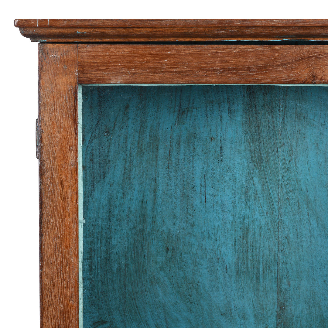 Corner Detail From Antique Glazed Teak Wall Cabinet  | Indigo Antiques