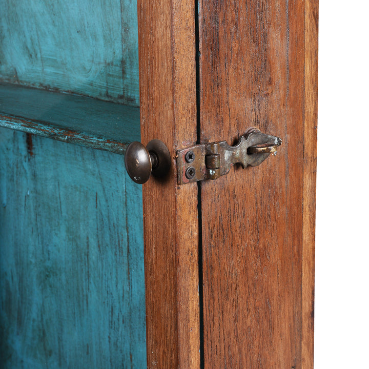 Latch Detail From Antique Glazed Teak Wall Cabinet  | Indigo Antiques