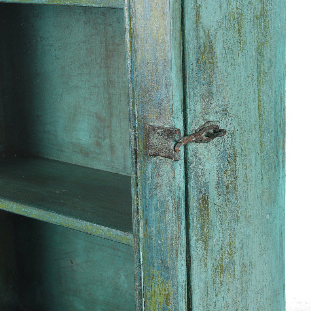 Green Painted Teak Glazed Wall Cabinet - 1920