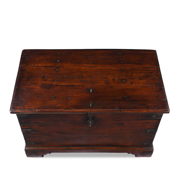Top Down View Of Antique Indian Iron Bound Chest | Indigo Antiques