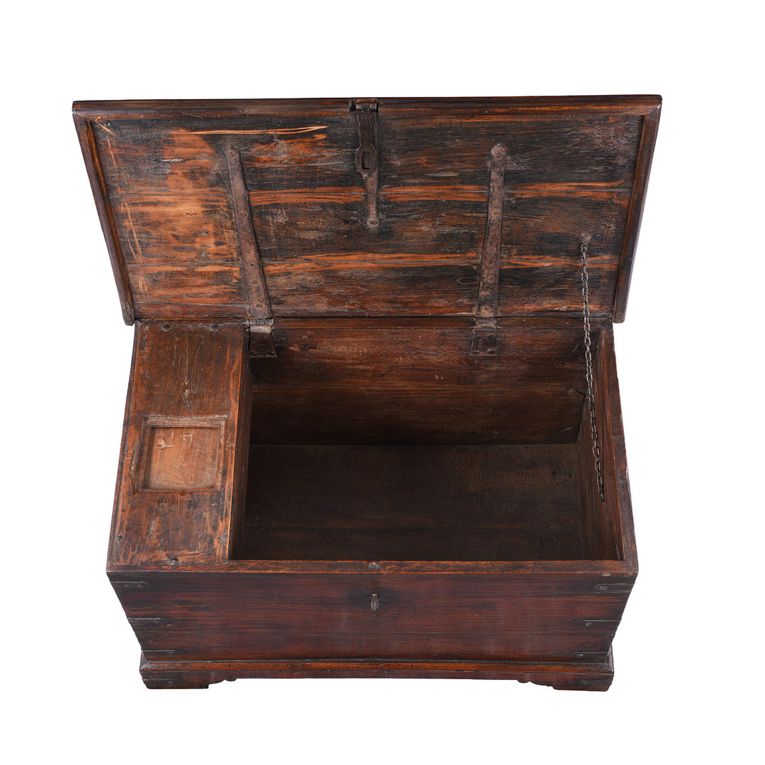 Interior Of Antique Indian Iron Bound Chest | Indigo Antiques