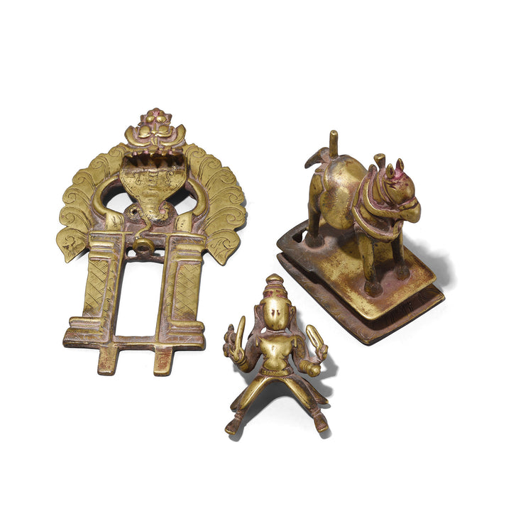 Deconstructed View Of Antique Indian Brass Khandoba On Horse | Indigo Antiques