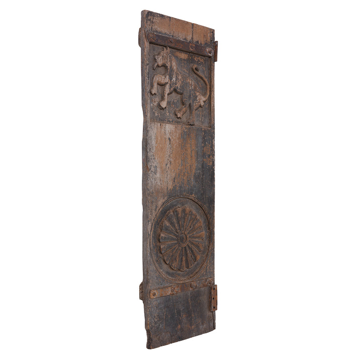 Angled View Of Antique Indian Carved Tribal Panel | Indigo Antiques