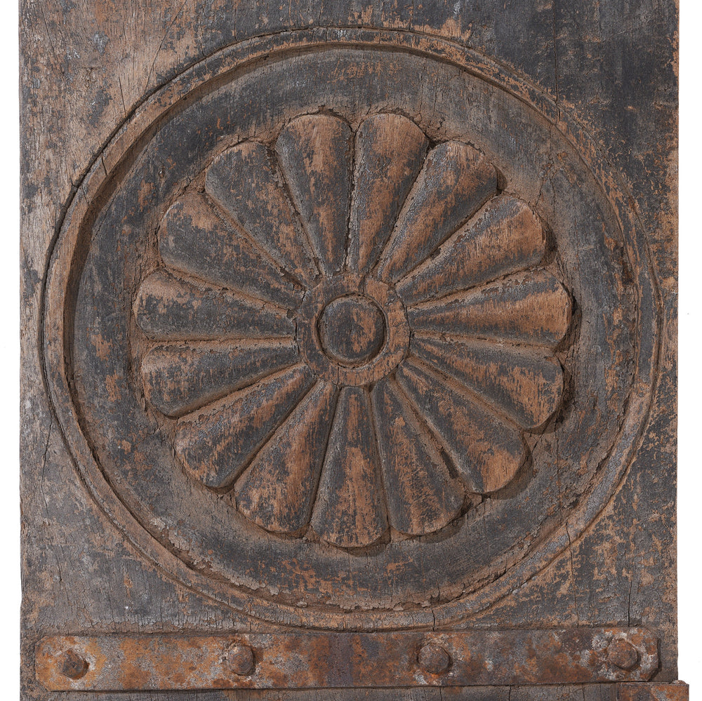 Floral Carving Detail From Antique Indian Carved Tribal Panel | Indigo Antiques