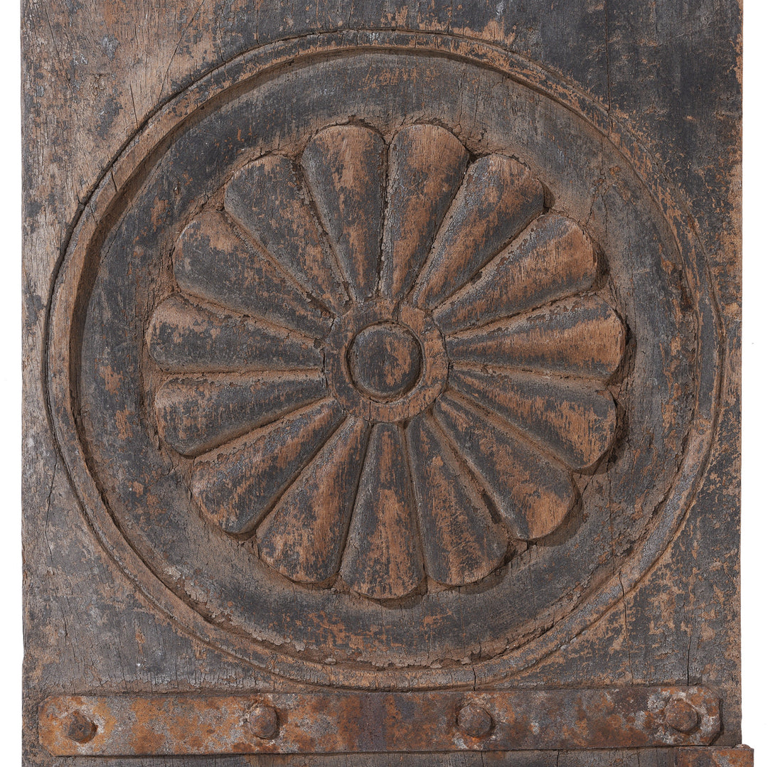 Floral Carving Detail From Antique Indian Carved Tribal Panel | Indigo Antiques