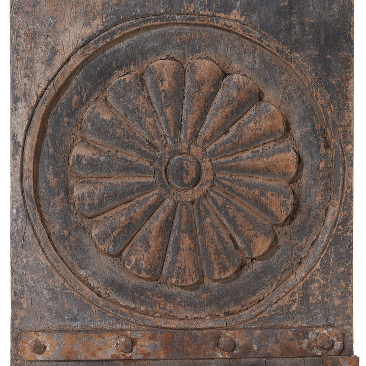 Floral Carving Detail From Antique Indian Carved Tribal Panel | Indigo Antiques