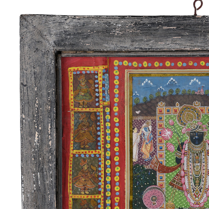Frame Detail From Indian Sri Nathji & Jain Framed Print | Indigo Antiques