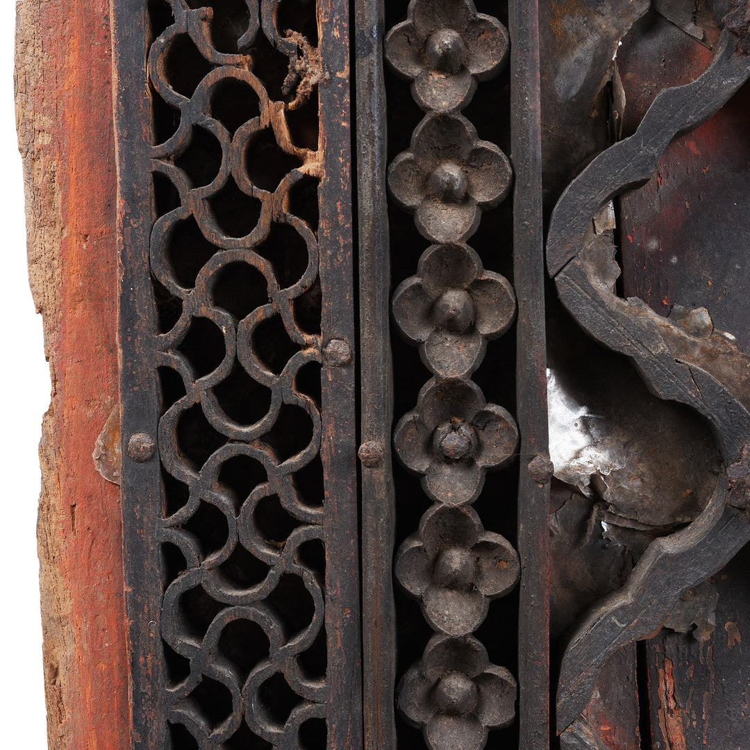 Floral Detail From Antique Indian Mica & Painted Ceiling Panel | Indigo Antiques