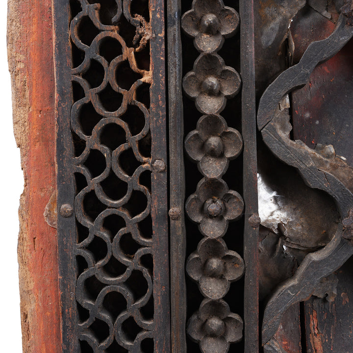 Floral Detail From Antique Indian Mica & Painted Ceiling Panel | Indigo Antiques