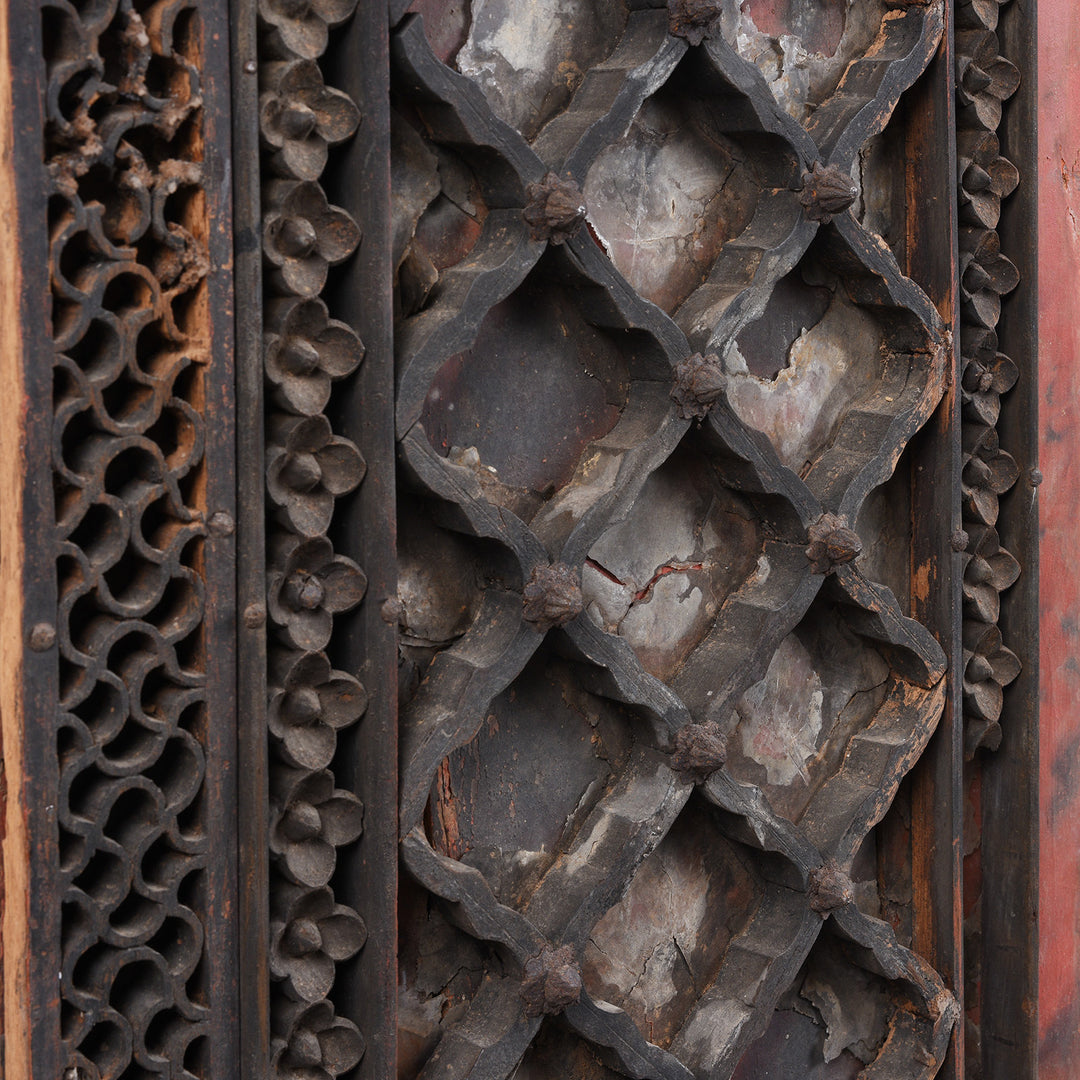 Depth Detail From Antique Indian Mica & Painted Ceiling Panel | Indigo Antiques
