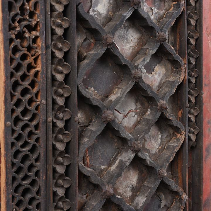 Depth Detail From Antique Indian Mica & Painted Ceiling Panel | Indigo Antiques