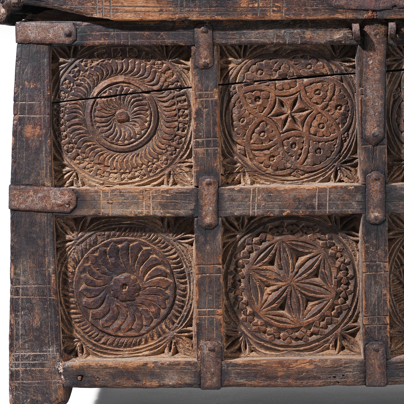Carving Detail From Antique Indian Chip Carved Stick Box | Indigo Antiques