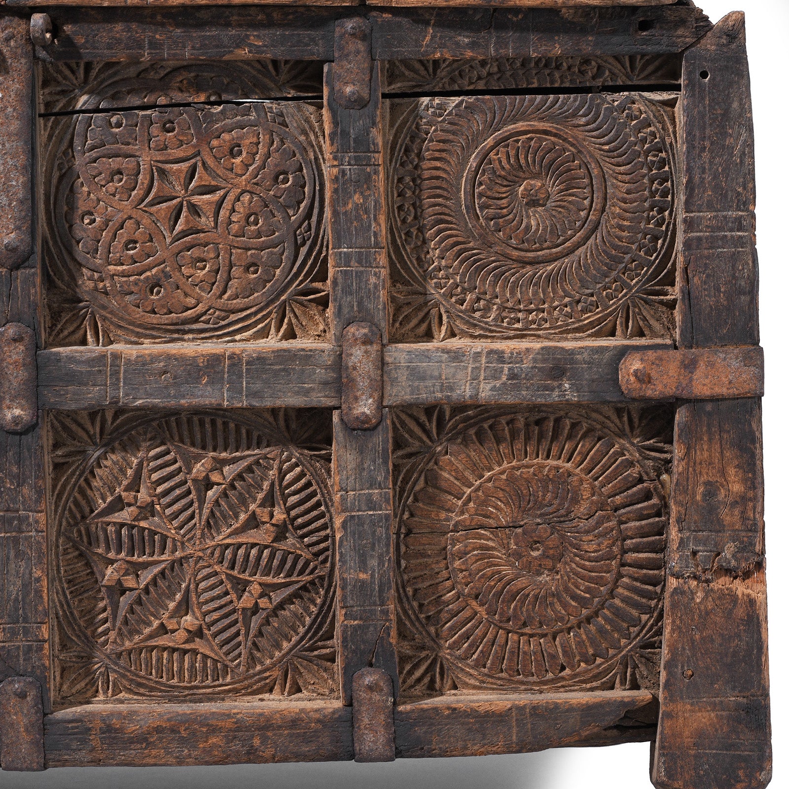 Carving Detail From Antique Indian Chip Carved Stick Box | Indigo Antiques