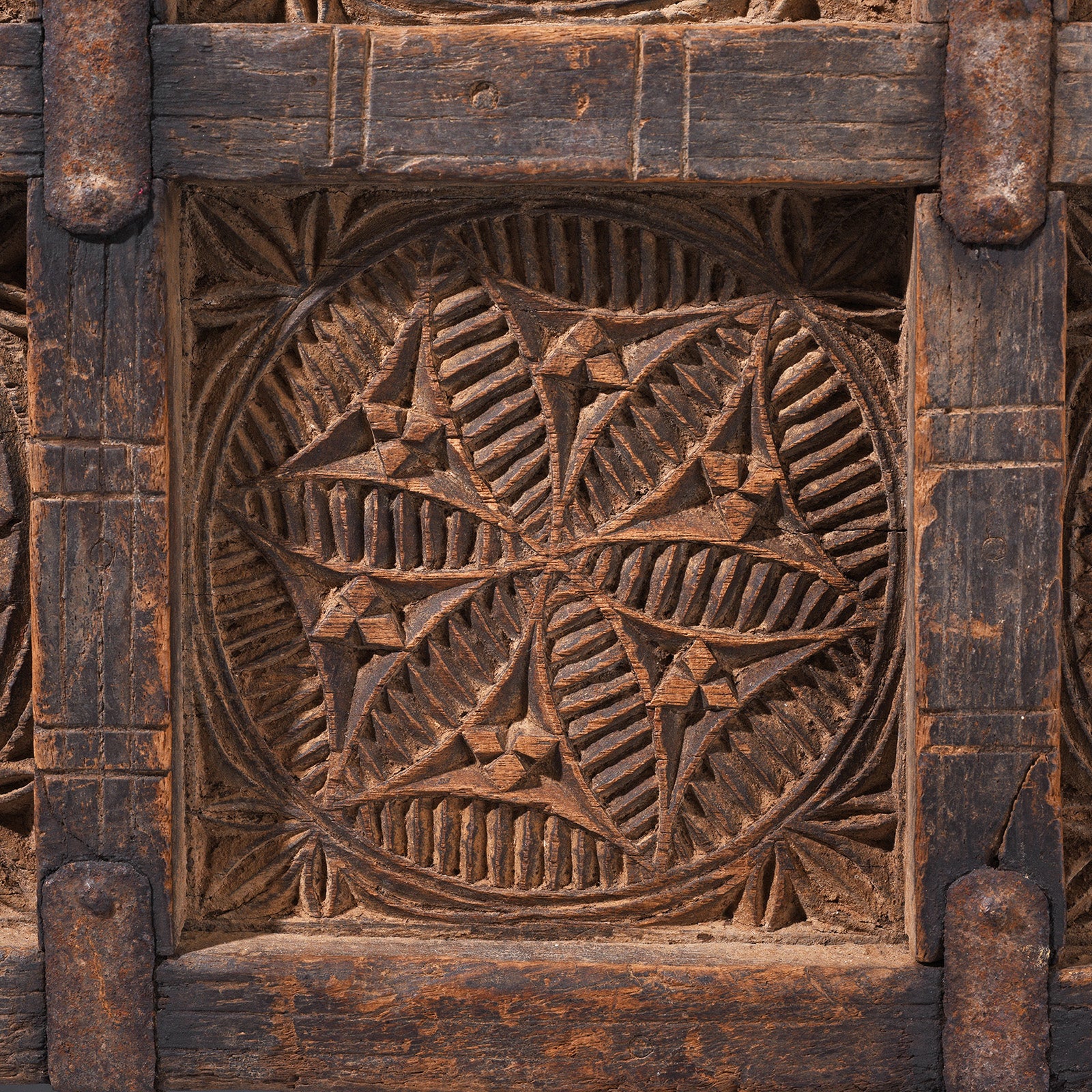Carving Detail From Antique Indian Chip Carved Stick Box | Indigo Antiques