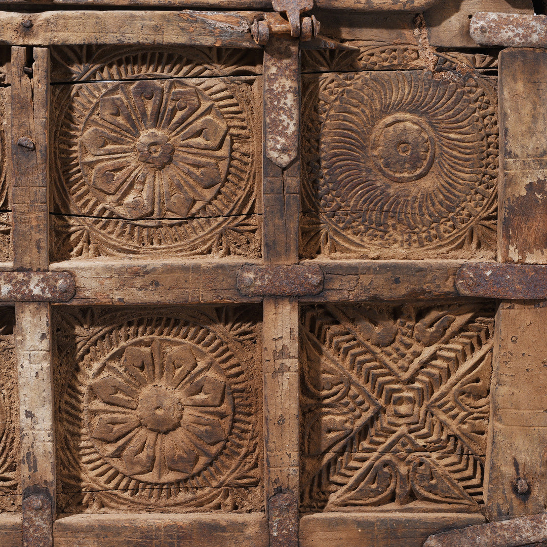 Carving Detail From Antique Indian Chip Carved Stick Box | Indigo Antiques