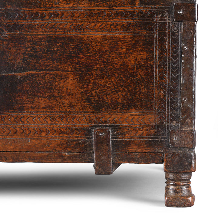 Foot Detail From Antique Chip Carved Roheda Merchants Box | Indigo Antiques