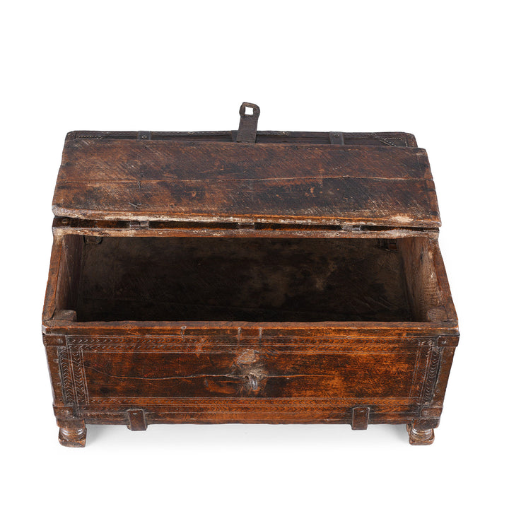 Interior Of Antique Chip Carved Roheda Merchants Box | Indigo Antiques
