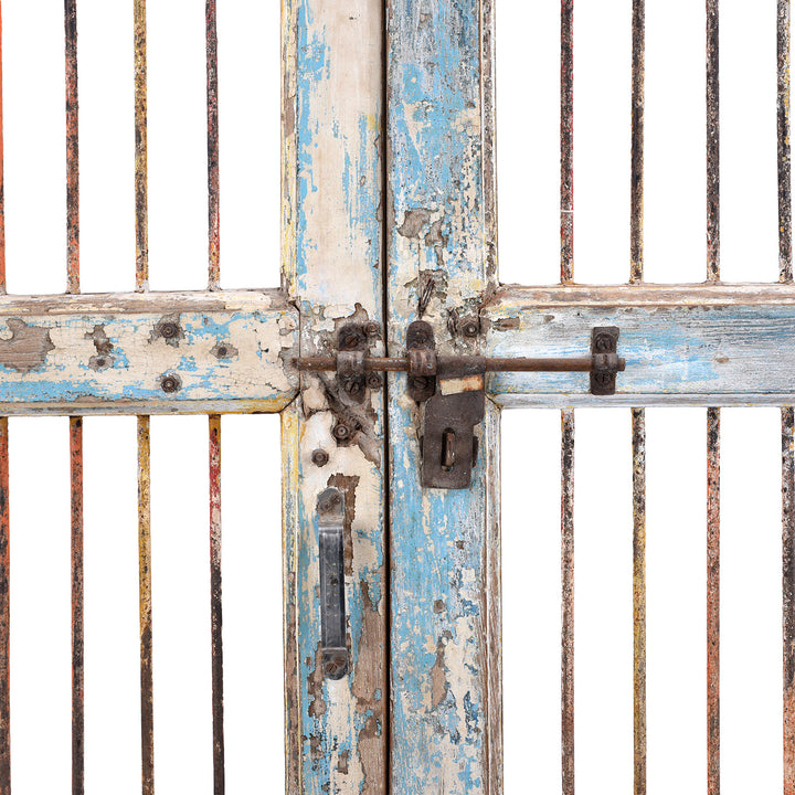 Bolt Detail From Reveres Of Antique Indian Large Blue Painted Temple Dog Gates