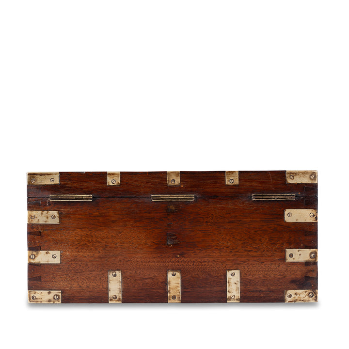 Back Of Antique Indian Brass Bound Jewellery Box | Indigo Antiques