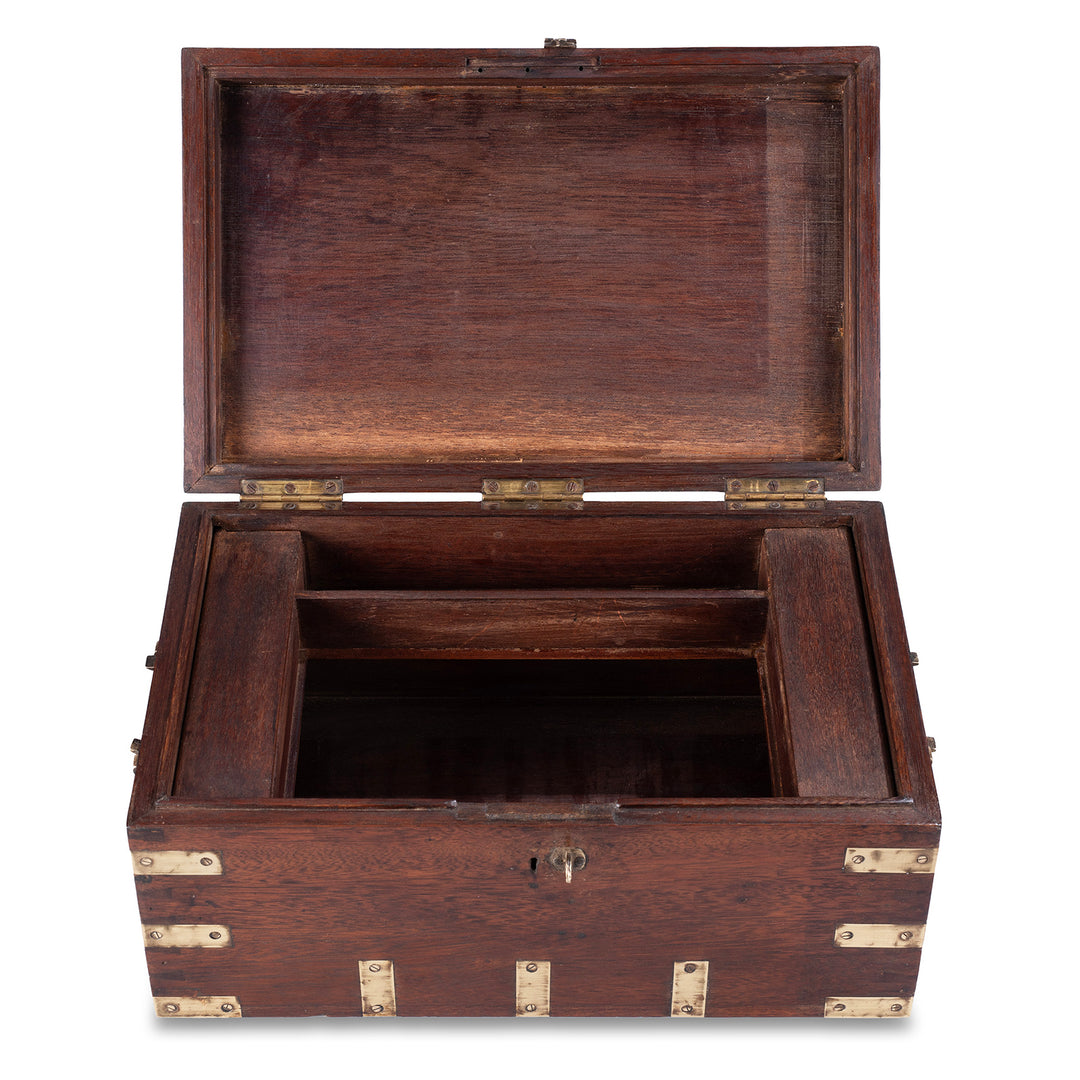 Interior Of Antique Indian Brass Bound Jewellery Box | Indigo Antiques