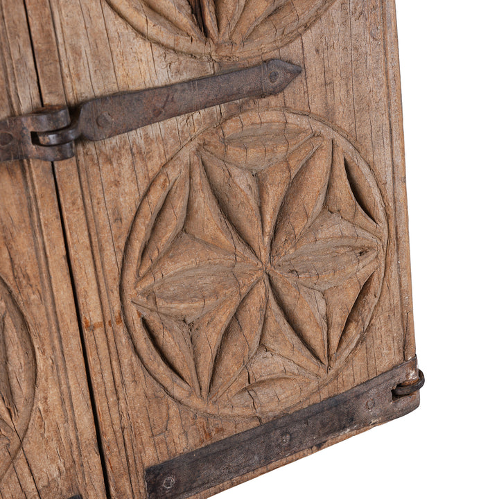 Carving Detail From Antique Indian Bleached Window Shutters Rajasthani Mirror | Indigo Antiques