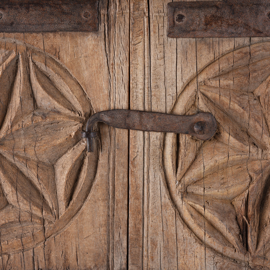 Latch Detail From Antique Indian Bleached Window Shutters Rajasthani Mirror | Indigo Antiques