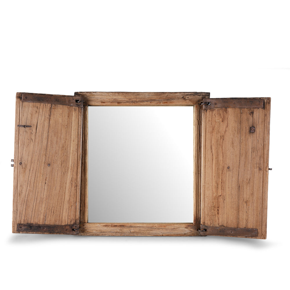 Antique Indian Bleached Window Shutters Rajasthani Mirror | Indigo Antiques