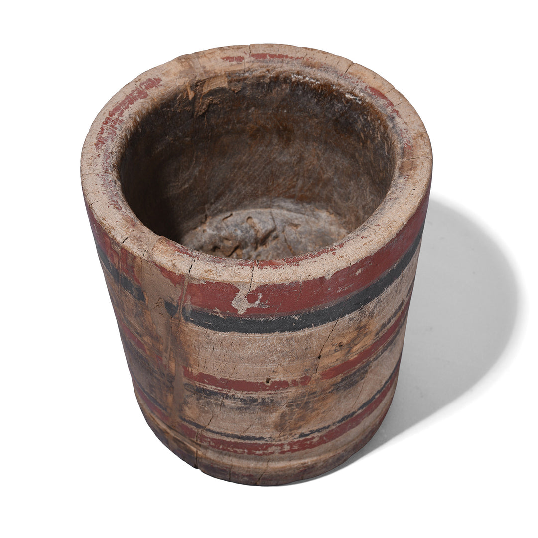 Interior Of Antique Indian Carved Teak Mortar  | Indigo Antiques