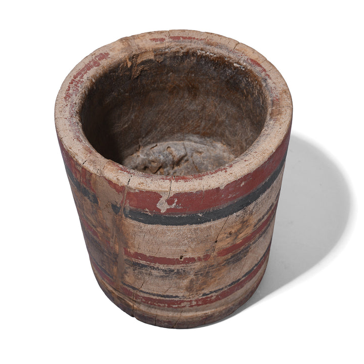 Interior Of Antique Indian Carved Teak Mortar  | Indigo Antiques