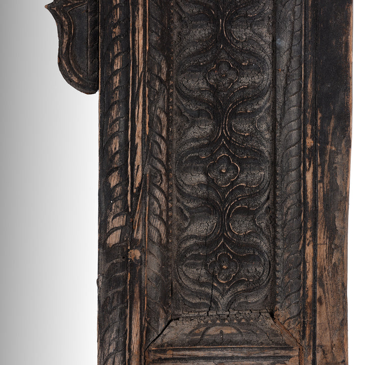 Carving Detail From Antique Indian Carved Teak Window Mirror | Indigo Antiques