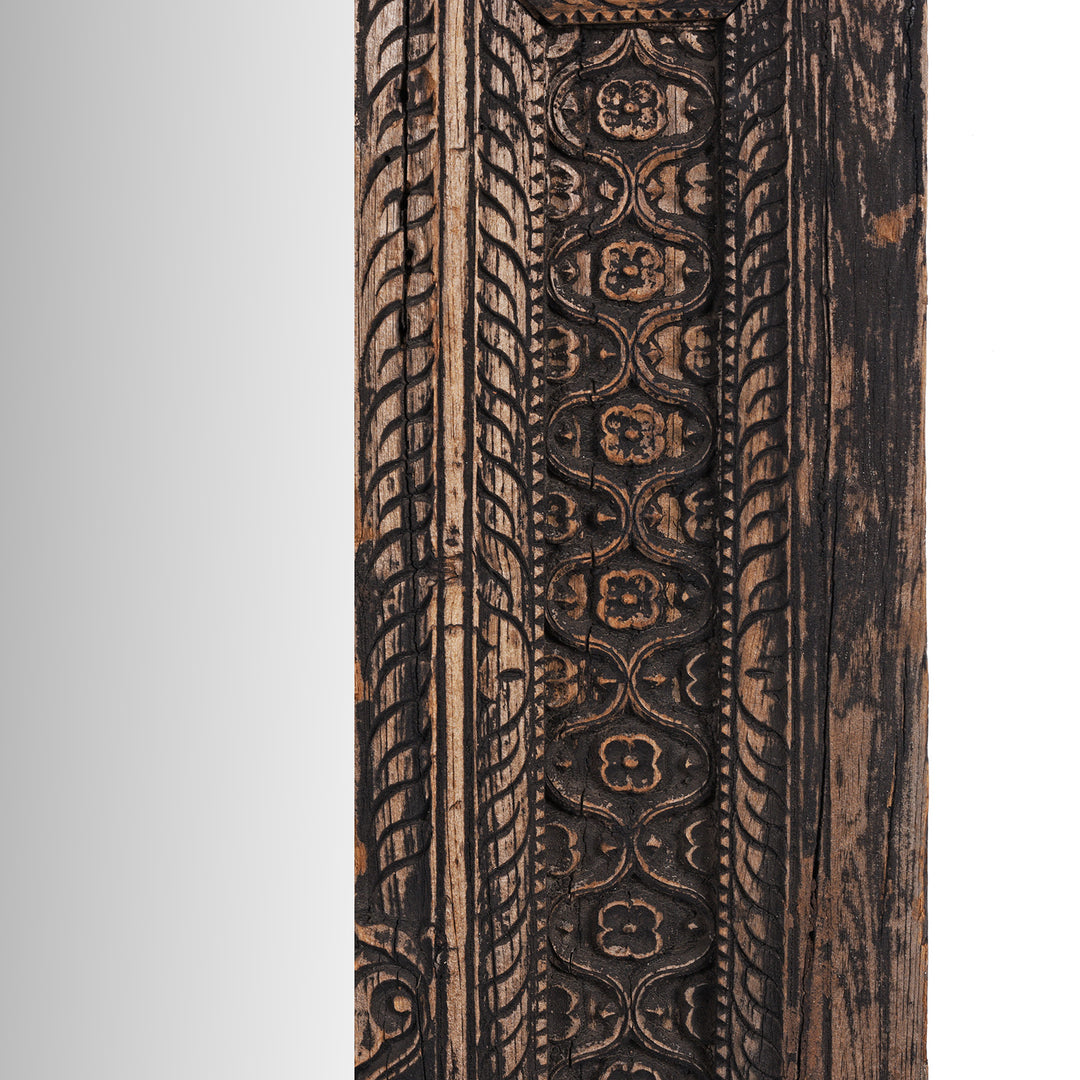 Carving Detail From Antique Indian Carved Teak Window Mirror From Maharashtra