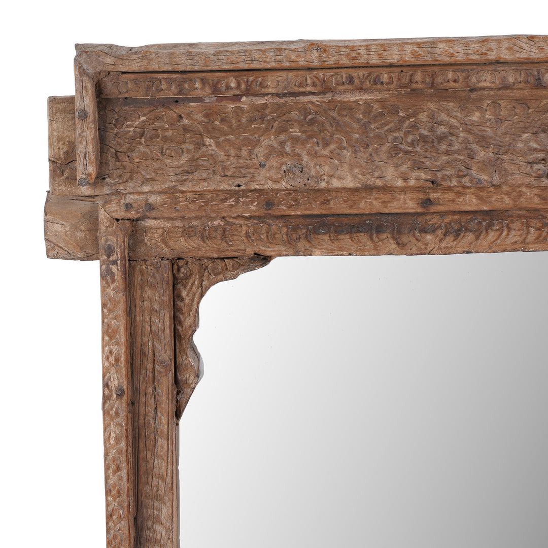 Corner Detail From Antique Indian Carved Window Mirror | Indigo Antiques