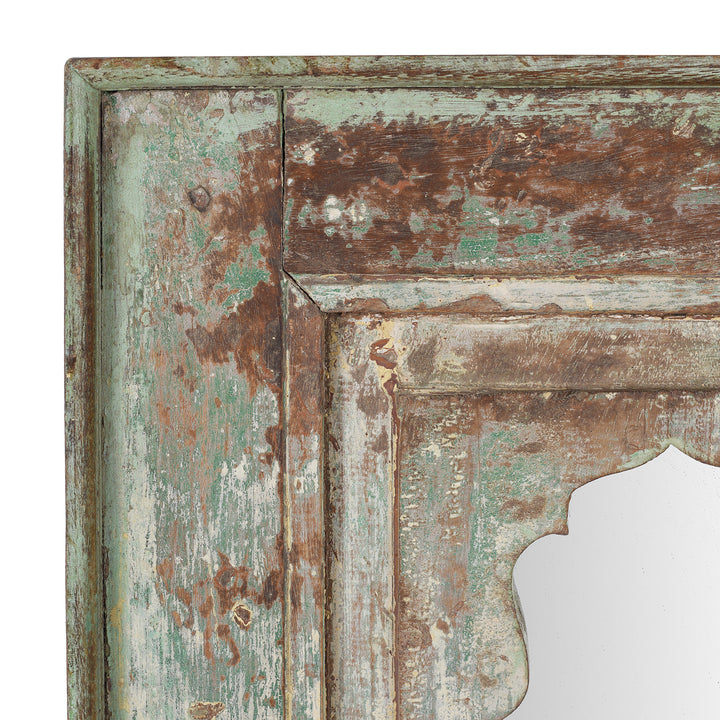 Corner Detail From Indian Double Mihrab Mirror Made From Old Teak | Indigo Antiques