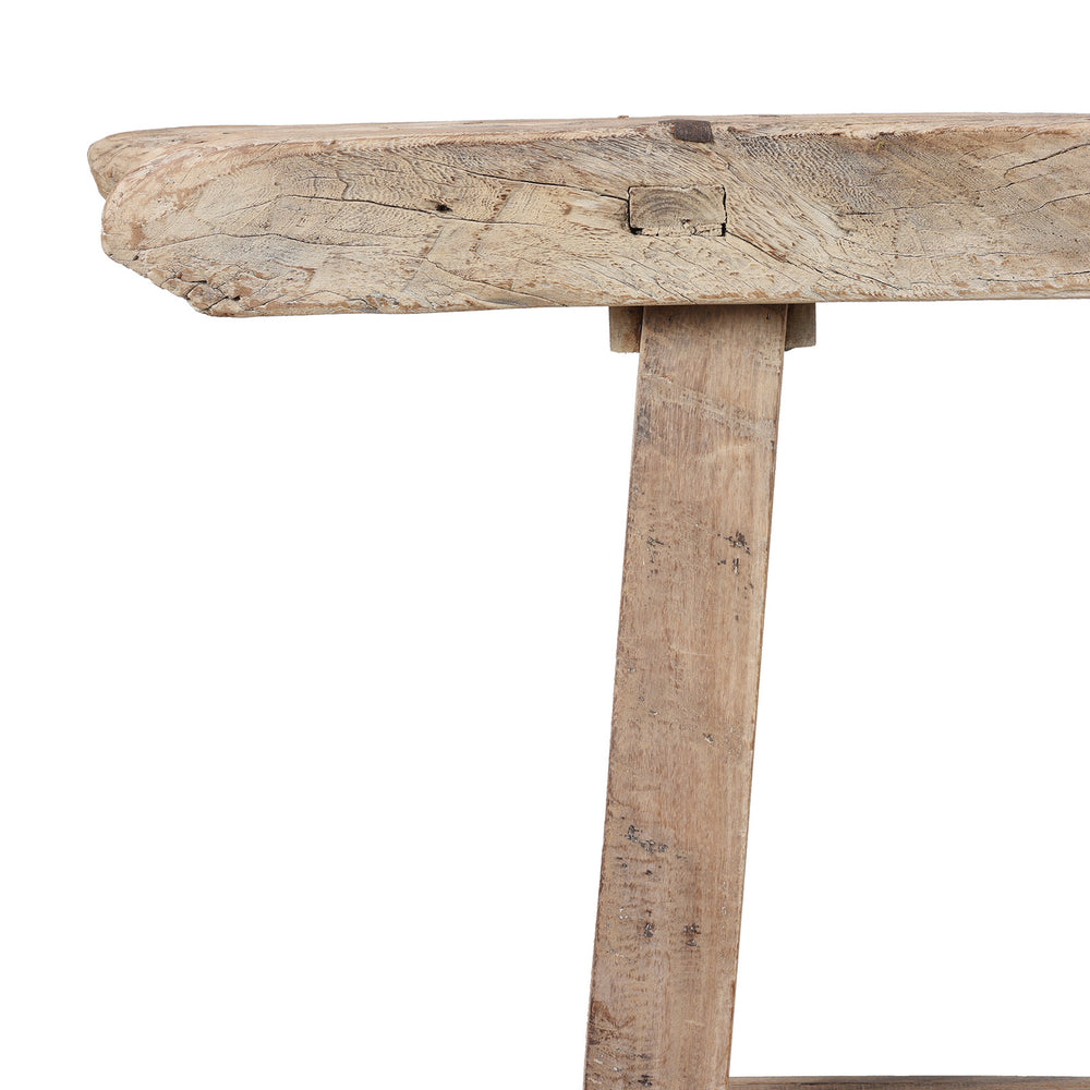 Corner Detail From Reclaimed Bleached Wood Pedestal Table from India | Indigo Antiques