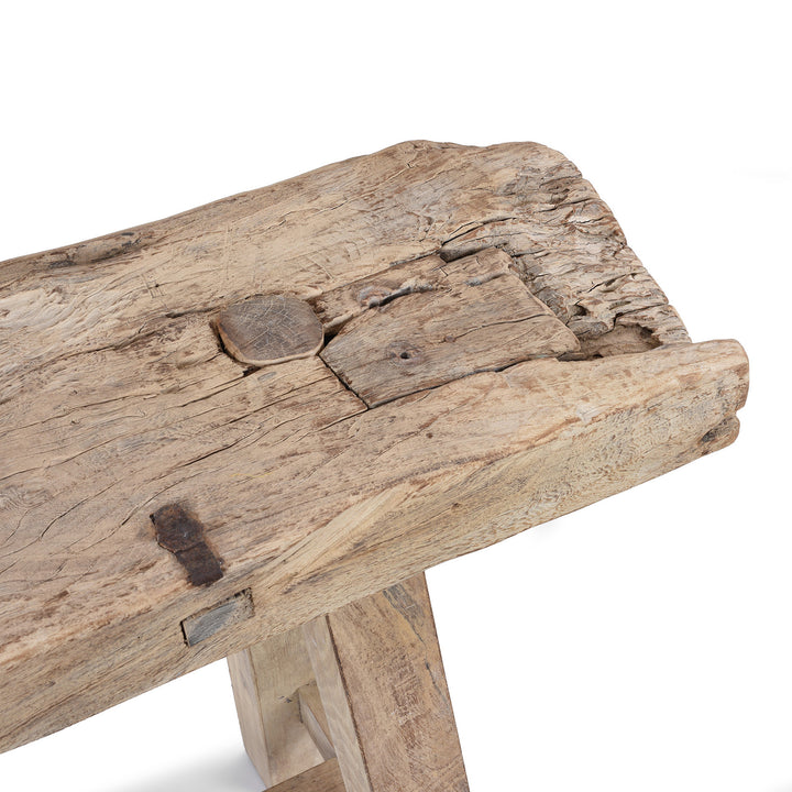 Top Down View Of Reclaimed Bleached Wood Pedestal Table from India | Indigo Antiques