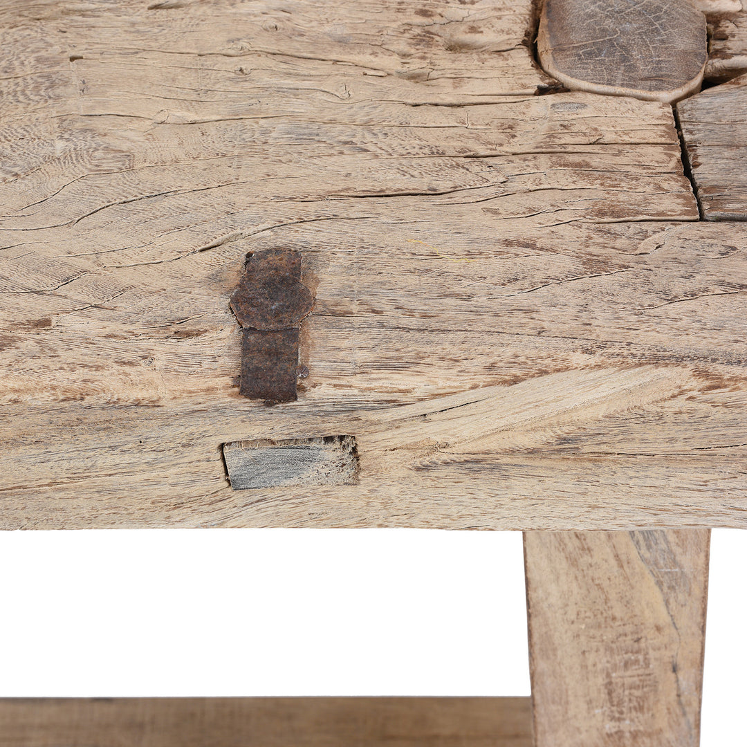 Detail From Reclaimed Bleached Wood Pedestal Table from India | Indigo Antiques