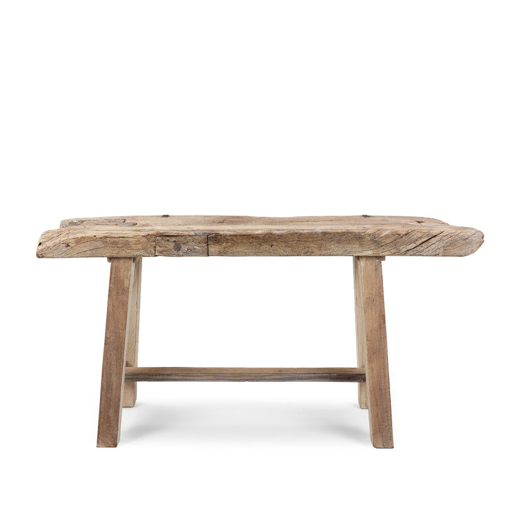 Other Side Of Reclaimed Bleached Wood Pedestal Table from India | Indigo Antiques