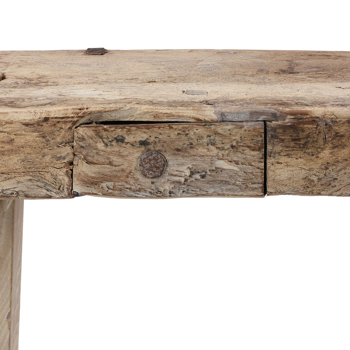 Detail From Reclaimed Bleached Wood Pedestal Table from India | Indigo Antiques