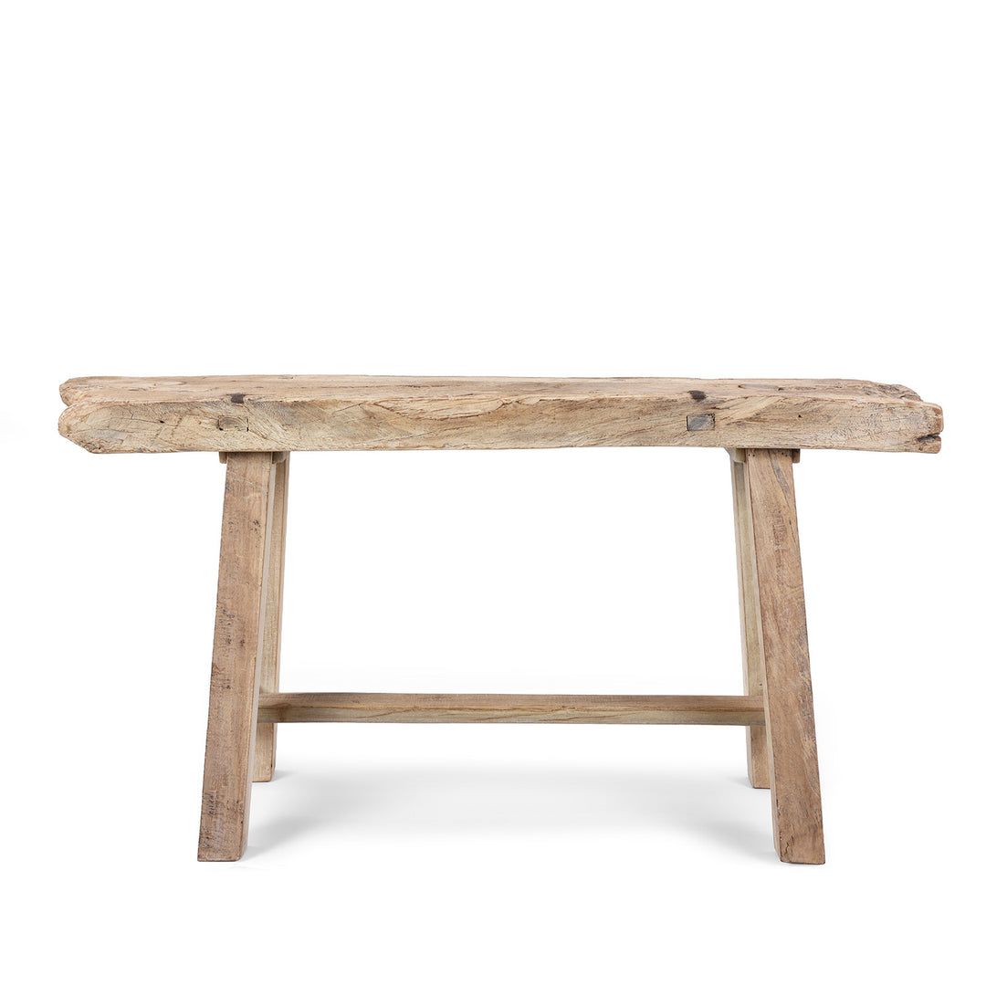 Reclaimed Bleached Wood Pedestal Table from India | Indigo Antiques