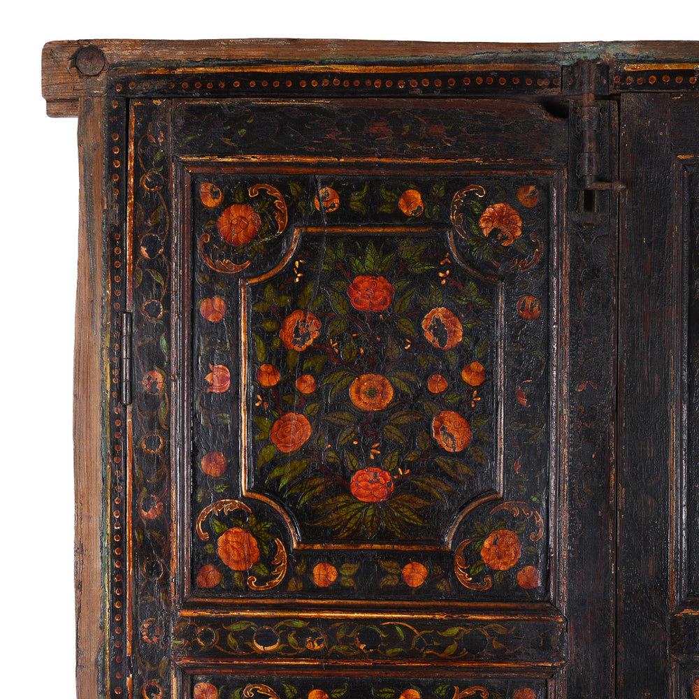 Corner Detail From Antique Indian Painted Bikaner Doors | Indigo Antiques