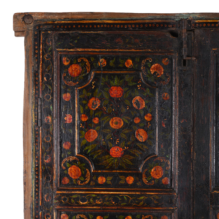 Corner Detail From Antique Indian Painted Bikaner Doors | Indigo Antiques