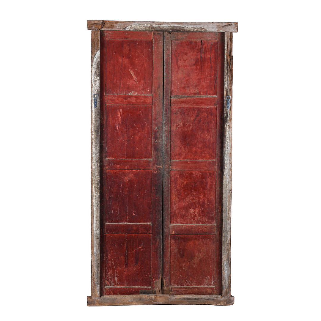 Rear View Of Antique Indian Painted Bikaner Doors | Indigo Antiques