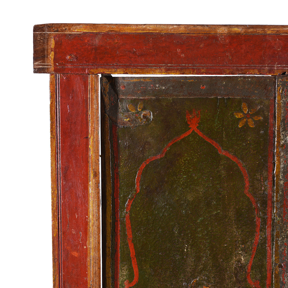 Corner Detail From Antique indian Painted Window Shutter | Indigo Antiques