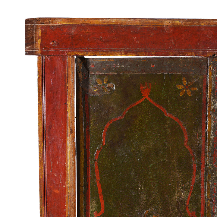 Corner Detail From Antique indian Painted Window Shutter | Indigo Antiques